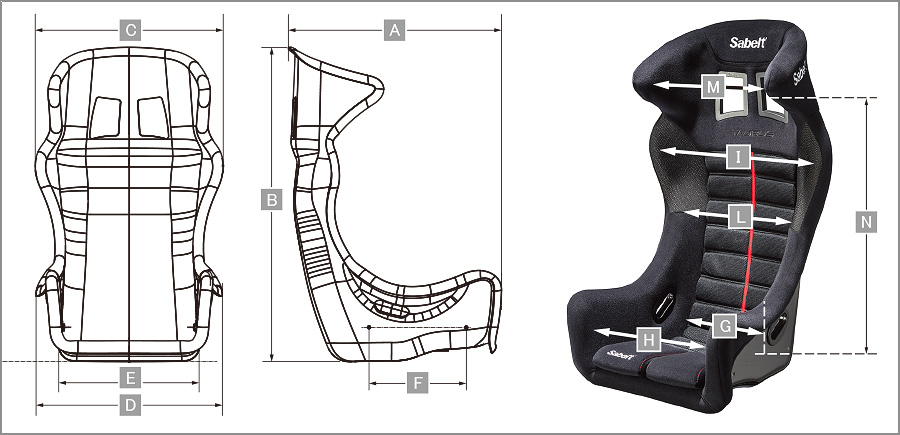 Sabelt レーシングシート TAURUS サイズ表