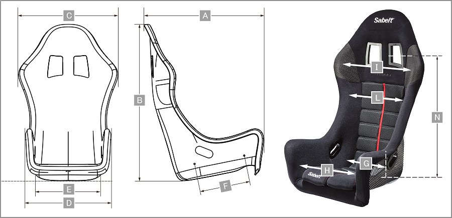 Sabelt レーシングシート TITAN CARBON サイズ表