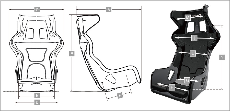 Sabelt レーシングシート X-PAD サイズ表