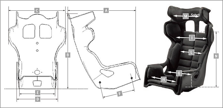 Sabelt レーシングシート GT-AM サイズ表