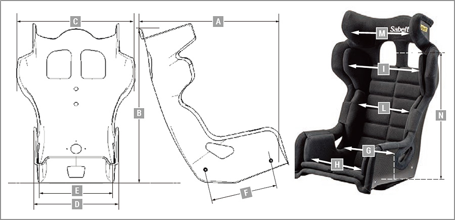 Sabelt レーシングシート GT-PRO サイズ表