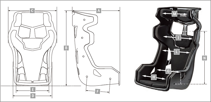 Sabelt レーシングシート SPINE サイズ表
