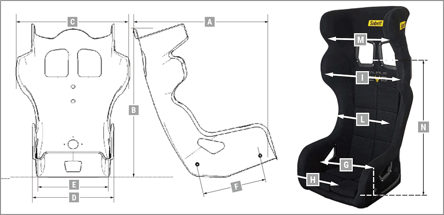 Sabelt レーシングシート TAURUS EVO サイズ表